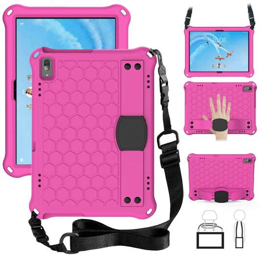 For Lenovo Tab E10 TB-X104F Honeycomb Design EVA + PC Material Four Corner Anti Falling Flat Protective Shell with Strap(Rose Red+Black) - Lenovo by buy2fix | Online Shopping UK | buy2fix