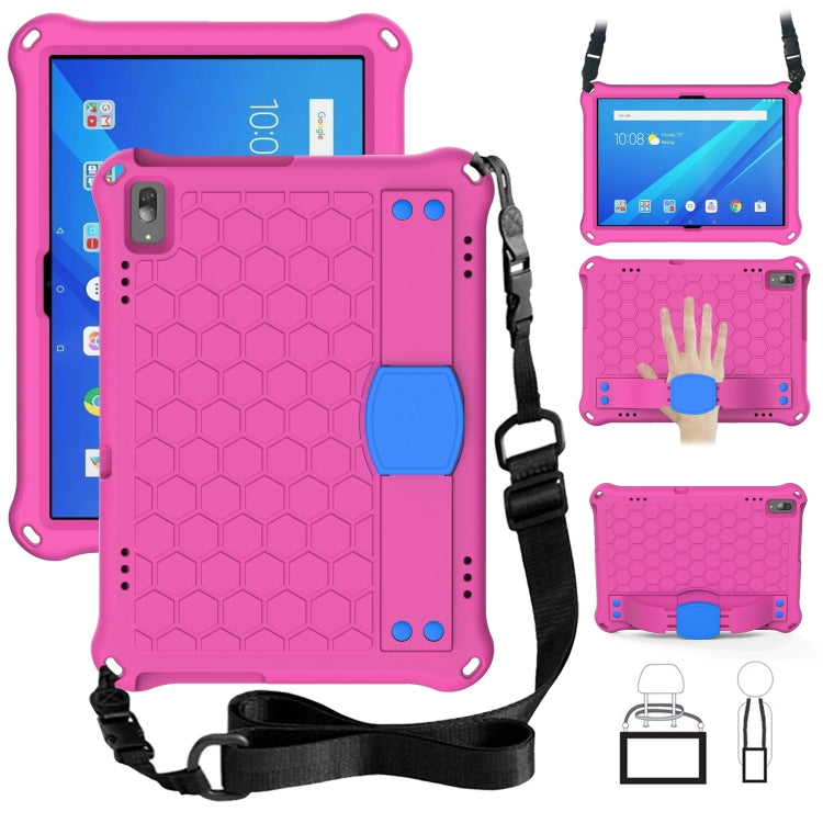 For Lenovo Tab 4 10 Plus TB-X704F/N/L/V Honeycomb Design EVA + PC Material Four Corner Anti Falling Flat Protective Shell with Strap(RoseRed+Blue) - Lenovo by buy2fix | Online Shopping UK | buy2fix