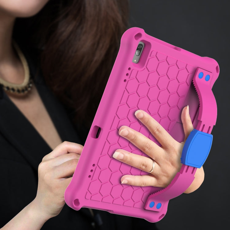 For Lenovo Tab 4 10 Plus TB-X704F/N/L/V Honeycomb Design EVA + PC Material Four Corner Anti Falling Flat Protective Shell with Strap(RoseRed+Blue) - Lenovo by buy2fix | Online Shopping UK | buy2fix
