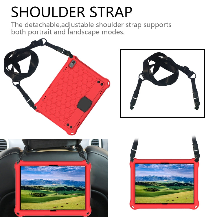 For Lenovo Tab 4 10 Plus TB-X704F/N/L/V Honeycomb Design EVA + PC Material Four Corner Anti Falling Flat Protective Shell with Strap(Red+Black) - Lenovo by buy2fix | Online Shopping UK | buy2fix