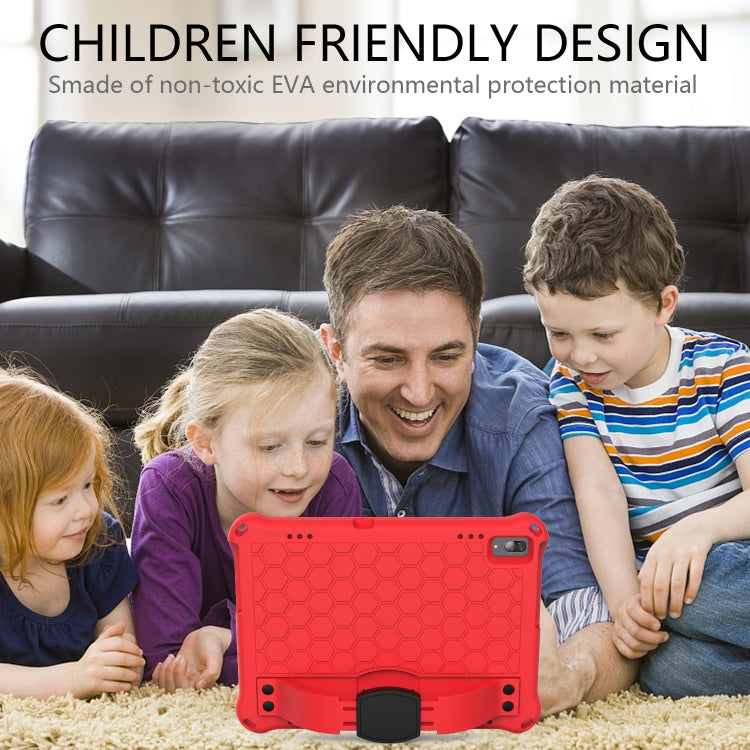 For Lenovo Tab 4 10 Plus TB-X704F/N/L/V Honeycomb Design EVA + PC Material Four Corner Anti Falling Flat Protective Shell with Strap(Red+Black) - Lenovo by buy2fix | Online Shopping UK | buy2fix