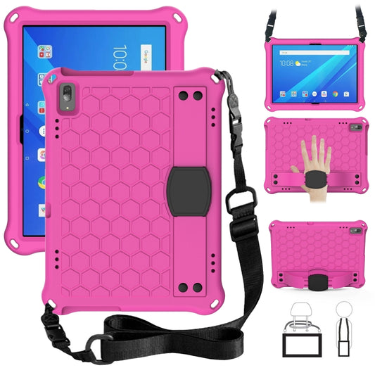 For Lenovo Tab 4 10 Plus TB-X704F/N/L/V Honeycomb Design EVA + PC Material Four Corner Anti Falling Flat Protective Shell with Strap(Rose Red+Black) - Lenovo by buy2fix | Online Shopping UK | buy2fix