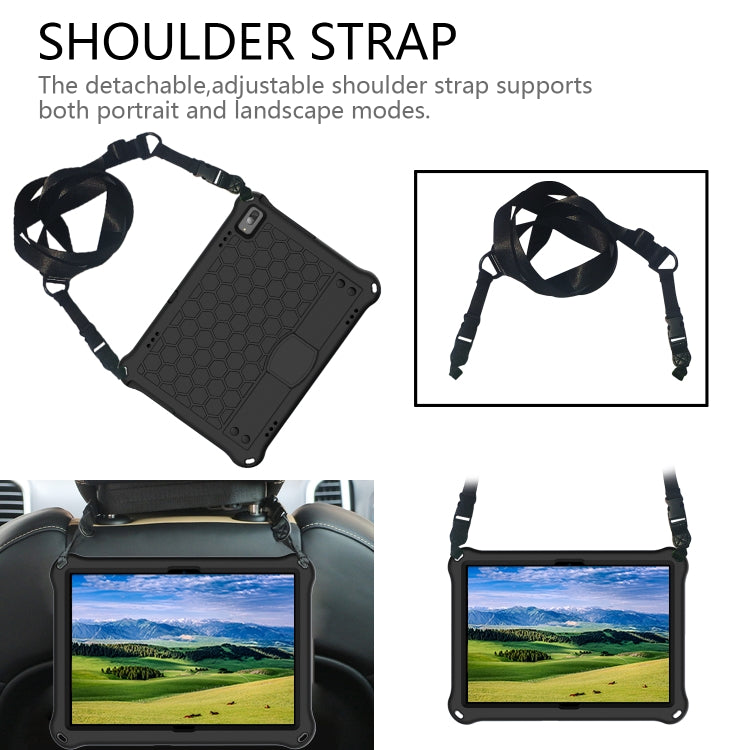 For Lenovo Tab 4 10 TB-X304F/N Honeycomb Design EVA + PC Material Four Corner Anti Falling Flat Protective Shell with Strap(Black+Black) - Lenovo by buy2fix | Online Shopping UK | buy2fix