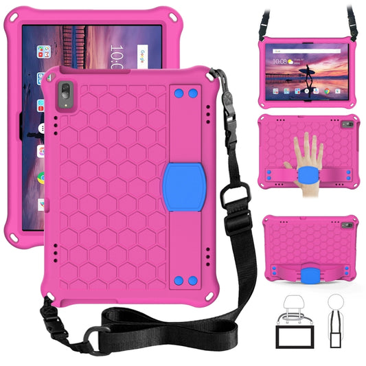 For Lenovo Tab 4 10 TB-X304F/N Honeycomb Design EVA + PC Material Four Corner Anti Falling Flat Protective Shell with Strap(RoseRed+Blue) - Lenovo by buy2fix | Online Shopping UK | buy2fix