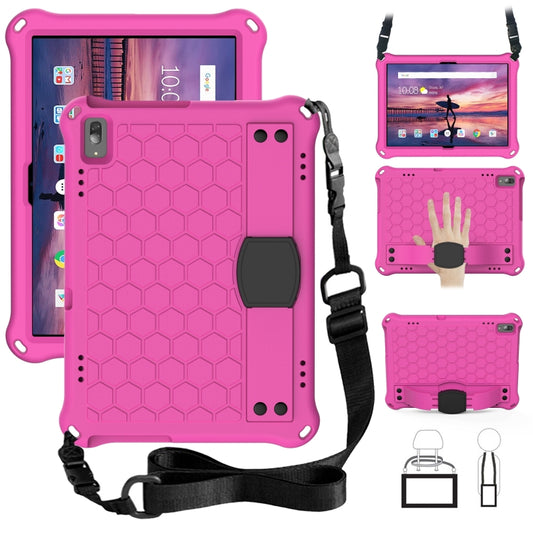 For Lenovo Tab 4 10 TB-X304F/N Honeycomb Design EVA + PC Material Four Corner Anti Falling Flat Protective Shell with Strap(Rose Red+Black) - Lenovo by buy2fix | Online Shopping UK | buy2fix