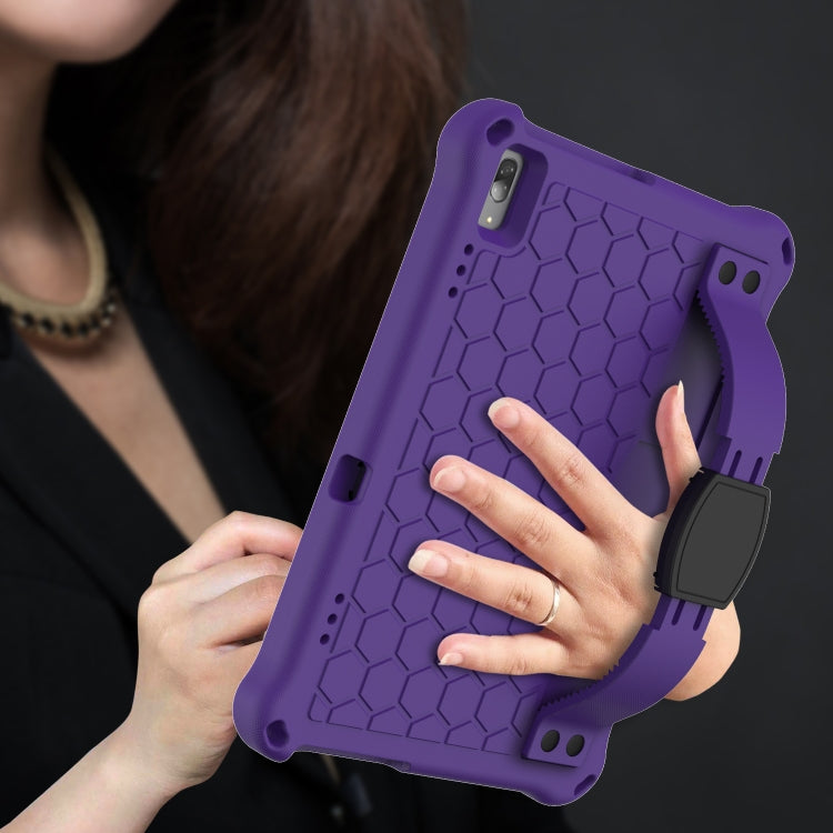 For Lenovo Tab 4 10 TB-X304F/N Honeycomb Design EVA + PC Material Four Corner Anti Falling Flat Protective Shell with Strap(Purple+Black) - Lenovo by buy2fix | Online Shopping UK | buy2fix