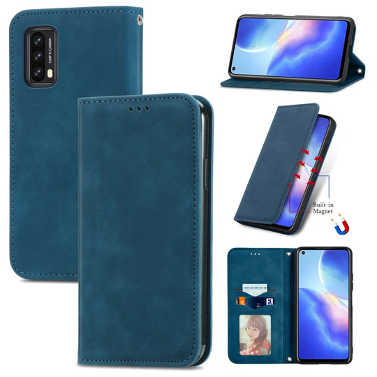 For Blackview A90 Retro Skin Feel Business Magnetic Horizontal Flip Leather Case with Holder & Card Slots & Wallet & Photo Frame(Blue)