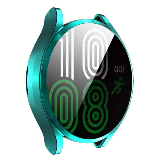 For Samsung Galaxy Watch4 44mm ENKAY Hat-Prince Full Coverage Electroplated Soft TPU Case with Screen Protection(Cyan)