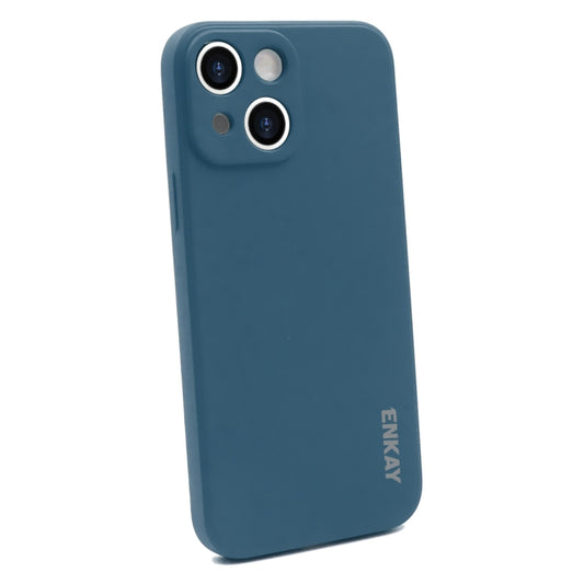 For iPhone 13 mini Hat-Prince ENKAY Liquid Silicone Shockproof Protective Case Cover (Dark Blue) - iPhone 13 mini Cases by ENKAY | Online Shopping UK | buy2fix