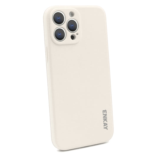 For iPhone 13 Pro Hat-Prince ENKAY Liquid Silicone Shockproof Protective Case Cover (Beige) - iPhone 13 Pro Cases by ENKAY | Online Shopping UK | buy2fix