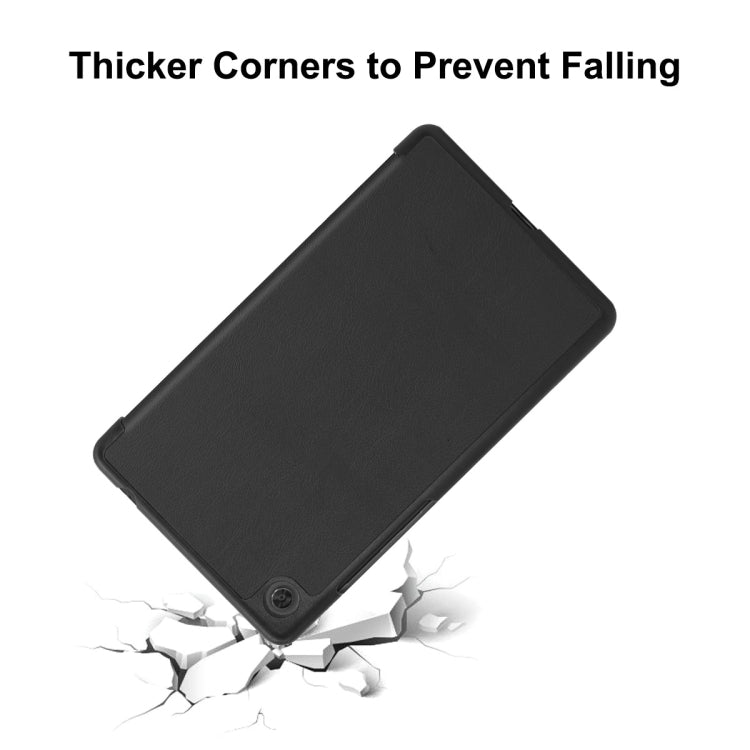For Lenovo Tab M7 1/2/3 ENKAY Custer Texture Horizontal Flip PU+PC Leather Case with Three-folding Holder(Black) - Lenovo by ENKAY | Online Shopping UK | buy2fix