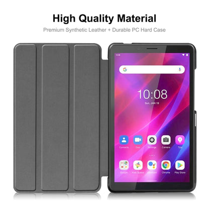 For Lenovo Tab M7 1/2/3 ENKAY Custer Texture Horizontal Flip PU+PC Leather Case with Three-folding Holder(Light Blue) - Lenovo by ENKAY | Online Shopping UK | buy2fix