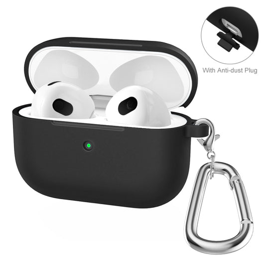 ENKAY Hat-Prince Thickened Silicone Protective Case Shock-Absorbing Cover with Keychain for Apple AirPods 3(Black)