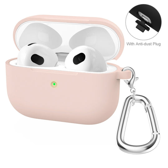 ENKAY Hat-Prince Thickened Silicone Protective Case Shock-Absorbing Cover with Keychain for Apple AirPods 3(Pink)