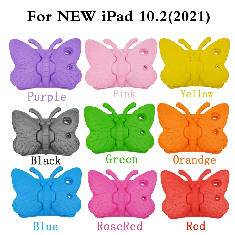 For iPad 10.2 2021 Butterfly Bracket Style EVA Children Falling Proof Cover Protective Case(RoseRed) - iPad 10.2 Cases by buy2fix | Online Shopping UK | buy2fix