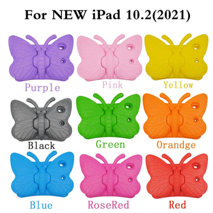 For iPad 10.2 2021 Butterfly Bracket Style EVA Children Falling Proof Cover Protective Case(RoseRed) - iPad 10.2 Cases by buy2fix | Online Shopping UK | buy2fix