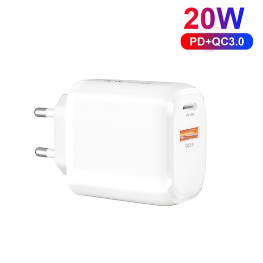 CS-20W Mini Portable PD3.0 + QC3.0 Dual Ports Fast Charger with 3A Type-C to Type-C  Data Cable(EU Plug) - USB Charger by buy2fix | Online Shopping UK | buy2fix