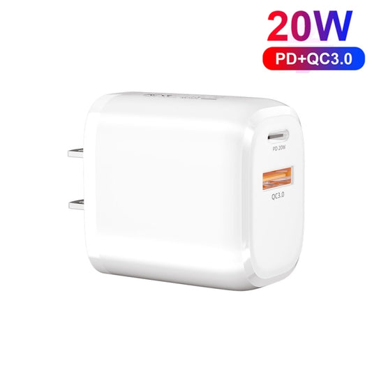 CS-20W Mini Portable PD3.0 + QC3.0 Dual Ports Fast Charger with 3A Type-C to Type-C  Data Cable(US Plug) - USB Charger by buy2fix | Online Shopping UK | buy2fix