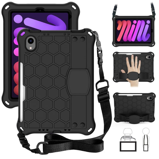For iPad mini 6 / mini 2024 Honeycomb EVA Hybrid PC Tablet Case with Strap(Black+Blue) - iPad mini 6 Cases by buy2fix | Online Shopping UK | buy2fix