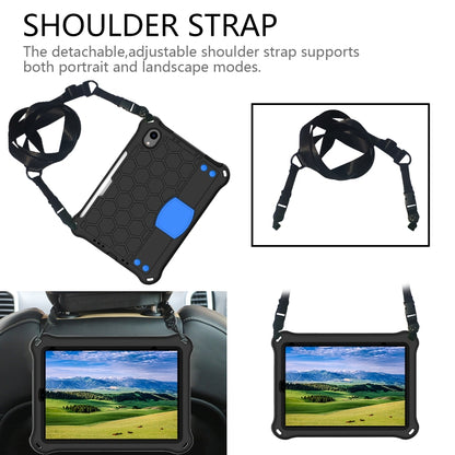 For iPad mini 6 / mini 2024 Honeycomb EVA Hybrid PC Tablet Case with Strap(Black+Blue) - iPad mini 6 Cases by buy2fix | Online Shopping UK | buy2fix