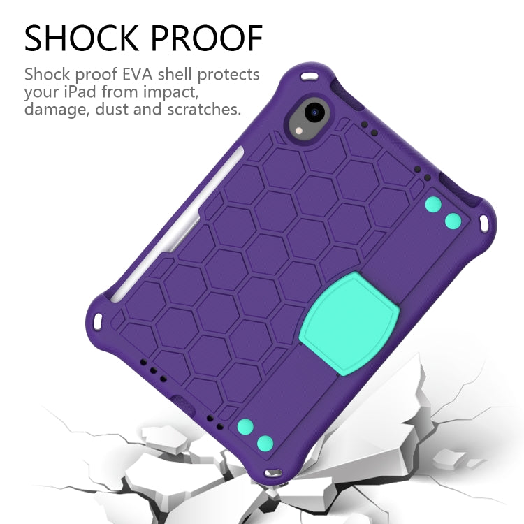 For iPad mini 6 / mini 2024 Honeycomb EVA Hybrid PC Tablet Case with Strap(Purple+Aqua) - iPad mini 6 Cases by buy2fix | Online Shopping UK | buy2fix