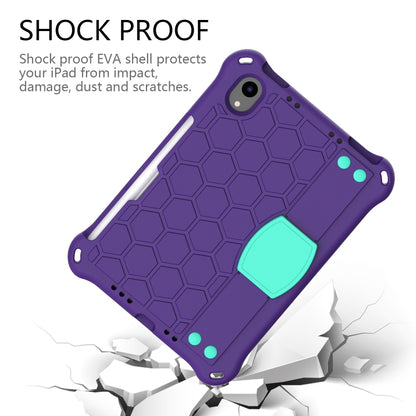 For iPad mini 6 / mini 2024 Honeycomb EVA Hybrid PC Tablet Case with Strap(Purple+Aqua) - iPad mini 6 Cases by buy2fix | Online Shopping UK | buy2fix