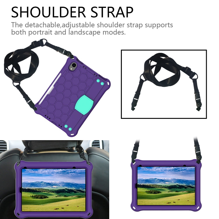 For iPad mini 6 / mini 2024 Honeycomb EVA Hybrid PC Tablet Case with Strap(Purple+Aqua) - iPad mini 6 Cases by buy2fix | Online Shopping UK | buy2fix