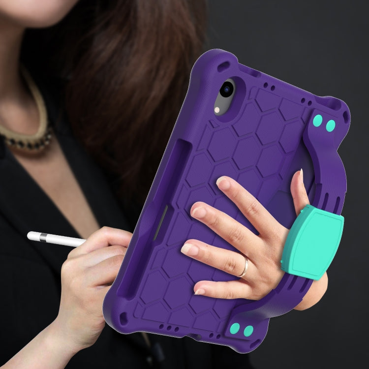 For iPad mini 6 / mini 2024 Honeycomb EVA Hybrid PC Tablet Case with Strap(Purple+Aqua) - iPad mini 6 Cases by buy2fix | Online Shopping UK | buy2fix