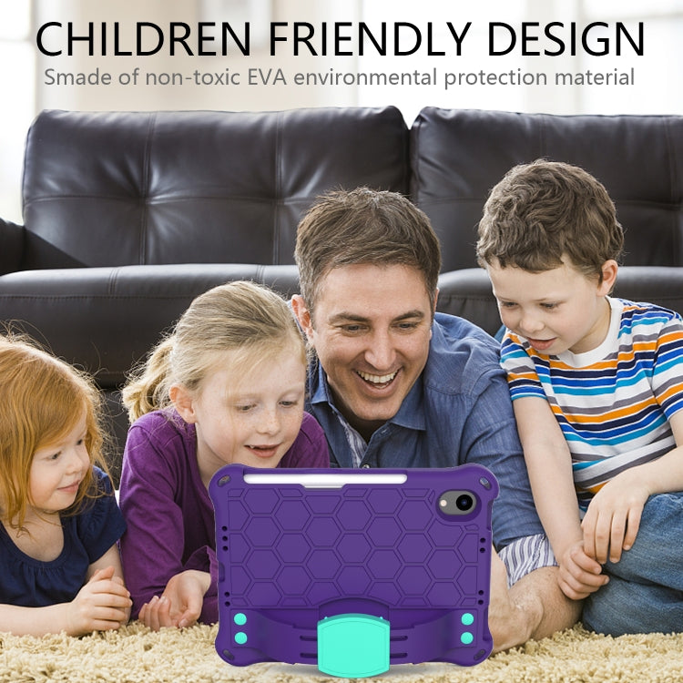 For iPad mini 6 / mini 2024 Honeycomb EVA Hybrid PC Tablet Case with Strap(Purple+Aqua) - iPad mini 6 Cases by buy2fix | Online Shopping UK | buy2fix