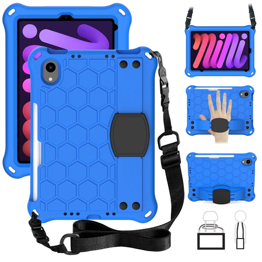 For iPad mini 6 / mini 2024 Honeycomb EVA Hybrid PC Tablet Case with Strap(Blue+Black) - iPad mini 6 Cases by buy2fix | Online Shopping UK | buy2fix