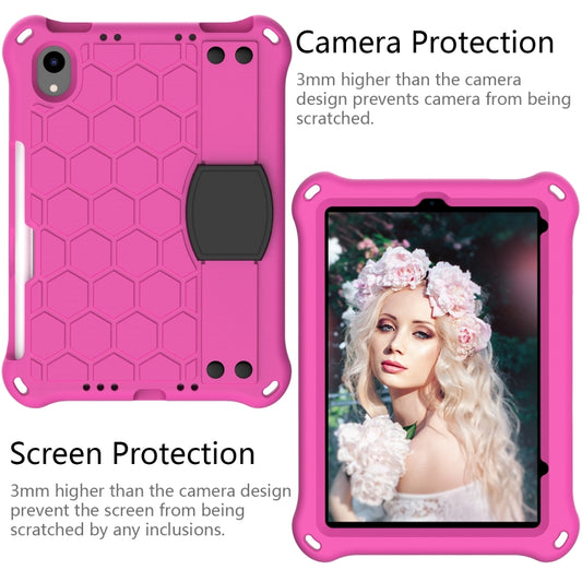 For iPad mini 6 / mini 2024 Honeycomb EVA Hybrid PC Tablet Case with Strap(Rose Red+Black) - iPad mini 6 Cases by buy2fix | Online Shopping UK | buy2fix