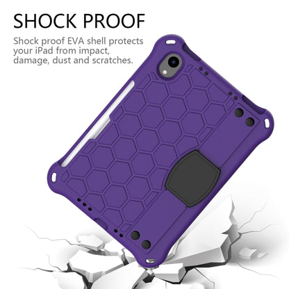 For iPad mini 6 / mini 2024 Honeycomb EVA Hybrid PC Tablet Case with Strap(Purple+Black) - iPad mini 6 Cases by buy2fix | Online Shopping UK | buy2fix