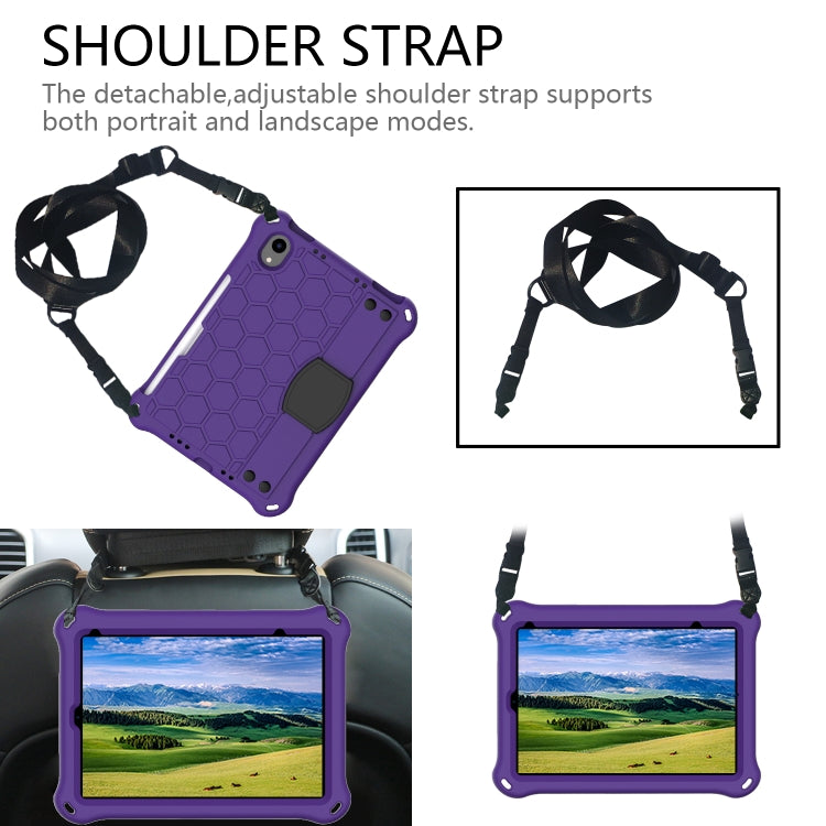 For iPad mini 6 / mini 2024 Honeycomb EVA Hybrid PC Tablet Case with Strap(Purple+Black) - iPad mini 6 Cases by buy2fix | Online Shopping UK | buy2fix