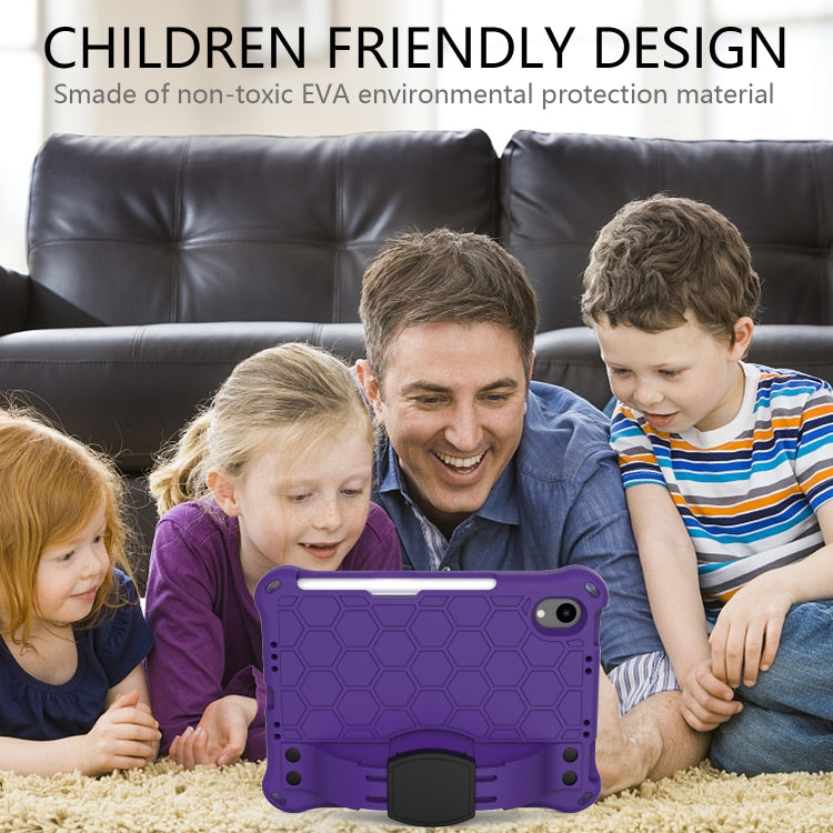 For iPad mini 6 / mini 2024 Honeycomb EVA Hybrid PC Tablet Case with Strap(Purple+Black) - iPad mini 6 Cases by buy2fix | Online Shopping UK | buy2fix