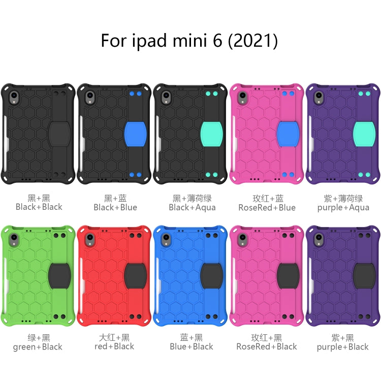 For iPad mini 6 / mini 2024 Honeycomb EVA Hybrid PC Tablet Case with Strap(Blue+Black) - iPad mini 6 Cases by buy2fix | Online Shopping UK | buy2fix