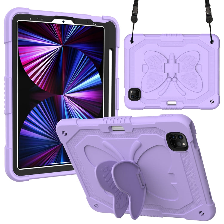 Pure Color PC + Silicone Anti-drop Tablet Tablet Case with Butterfly Holder & Pen Slot For iPad Pro 11 2018 & 2020 & 2021 & Air 2020 10.9(Raro Purple) - iPad Pro 11 (2022/2021) Cases by buy2fix | Online Shopping UK | buy2fix
