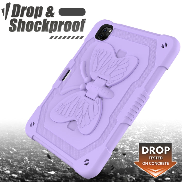 Pure Color PC + Silicone Anti-drop Tablet Tablet Case with Butterfly Holder & Pen Slot For iPad Pro 11 2018 & 2020 & 2021 & Air 2020 10.9(Raro Purple) - iPad Pro 11 (2022/2021) Cases by buy2fix | Online Shopping UK | buy2fix