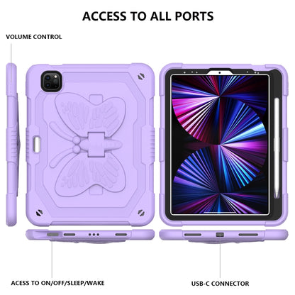 Pure Color PC + Silicone Anti-drop Tablet Tablet Case with Butterfly Holder & Pen Slot For iPad Pro 11 2018 & 2020 & 2021 & Air 2020 10.9(Raro Purple) - iPad Pro 11 (2022/2021) Cases by buy2fix | Online Shopping UK | buy2fix