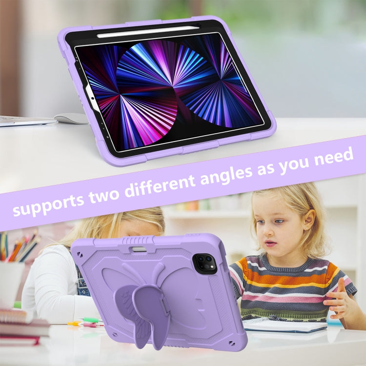 Pure Color PC + Silicone Anti-drop Tablet Tablet Case with Butterfly Holder & Pen Slot For iPad Pro 11 2018 & 2020 & 2021 & Air 2020 10.9(Raro Purple) - iPad Pro 11 (2022/2021) Cases by buy2fix | Online Shopping UK | buy2fix