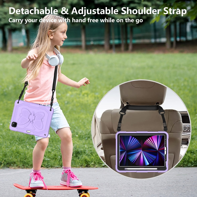 Pure Color PC + Silicone Anti-drop Tablet Tablet Case with Butterfly Holder & Pen Slot For iPad Pro 11 2018 & 2020 & 2021 & Air 2020 10.9(Raro Purple) - iPad Pro 11 (2022/2021) Cases by buy2fix | Online Shopping UK | buy2fix