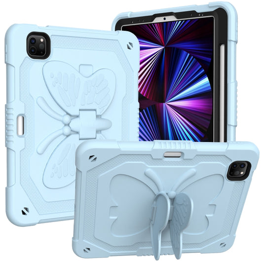 Pure Color PC + Silicone Anti-drop Tablet Tablet Case with Butterfly Holder & Pen Slot For iPad Pro 11 2018 & 2020 & 2021 & Air 2020 10.9(Ice Blue) - iPad Pro 11 (2022/2021) Cases by buy2fix | Online Shopping UK | buy2fix