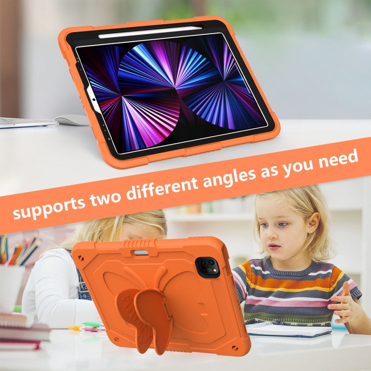 Pure Color PC + Silicone Anti-drop Tablet Tablet Case with Butterfly Holder & Pen Slot For iPad Pro 11 2018 & 2020 & 2021 & Air 2020 10.9(Kumquat) - iPad Pro 11 (2022/2021) Cases by buy2fix | Online Shopping UK | buy2fix