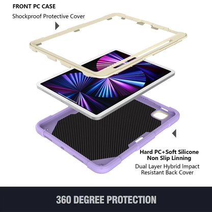 PC + Silicone Anti-drop Tablet Tablet Case with Butterfly Holder & Pen Slot for iPad Pro 11 2018 & 2020 & 2021 & Air 2020 10.9(Gream+Raro Purple) - iPad Pro 11 (2022/2021) Cases by buy2fix | Online Shopping UK | buy2fix