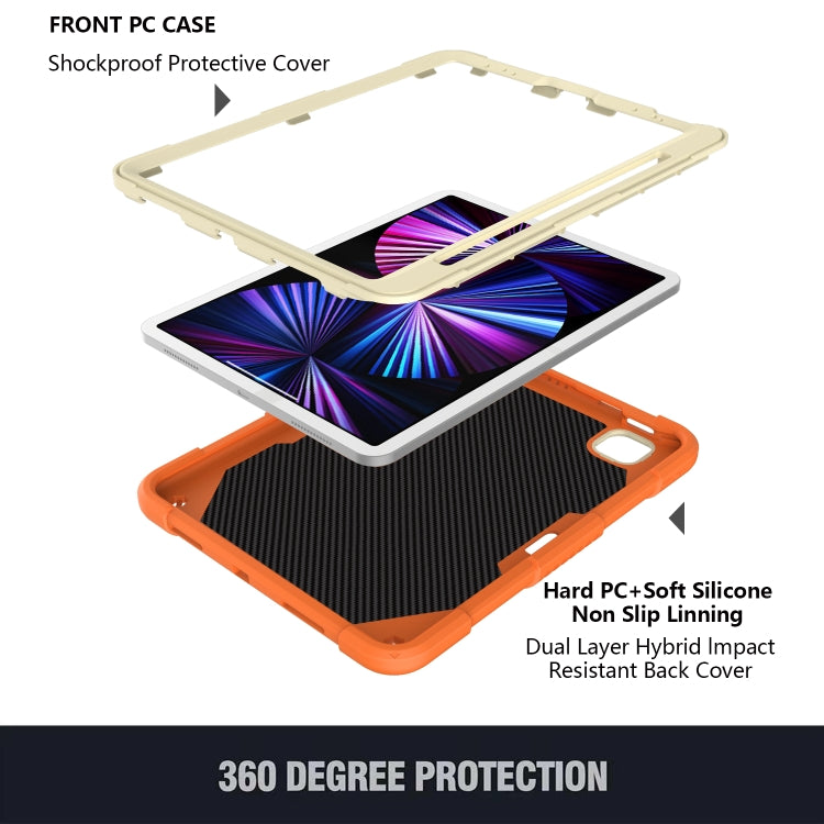 PC + Silicone Anti-drop Tablet Tablet Case with Butterfly Holder & Pen Slot for iPad Pro 11 2018 & 2020 & 2021 & Air 2020 10.9(Gream+Kumquat) - iPad Pro 11 (2022/2021) Cases by buy2fix | Online Shopping UK | buy2fix