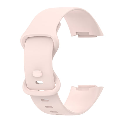 For Fitbit Charge 5 Monochromatic Silicone Watch Band, Size: Small Size(Sand pink) by buy2fix