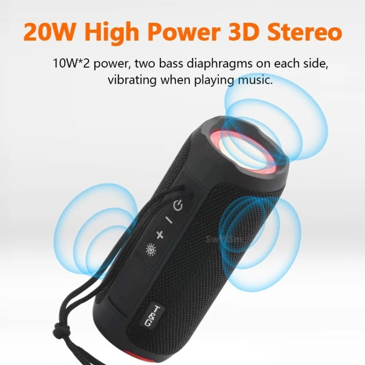 T&G TG227 Outdoor Portable Waterproof Bluetooth Music Speaker with LED Support FM / TF / USB(Black) - Desktop Speaker by T&G | Online Shopping UK | buy2fix