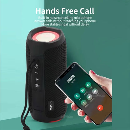 T&G TG227 Outdoor Portable Waterproof Bluetooth Music Speaker with LED Support FM / TF / USB(Navy blue) - Desktop Speaker by T&G | Online Shopping UK | buy2fix