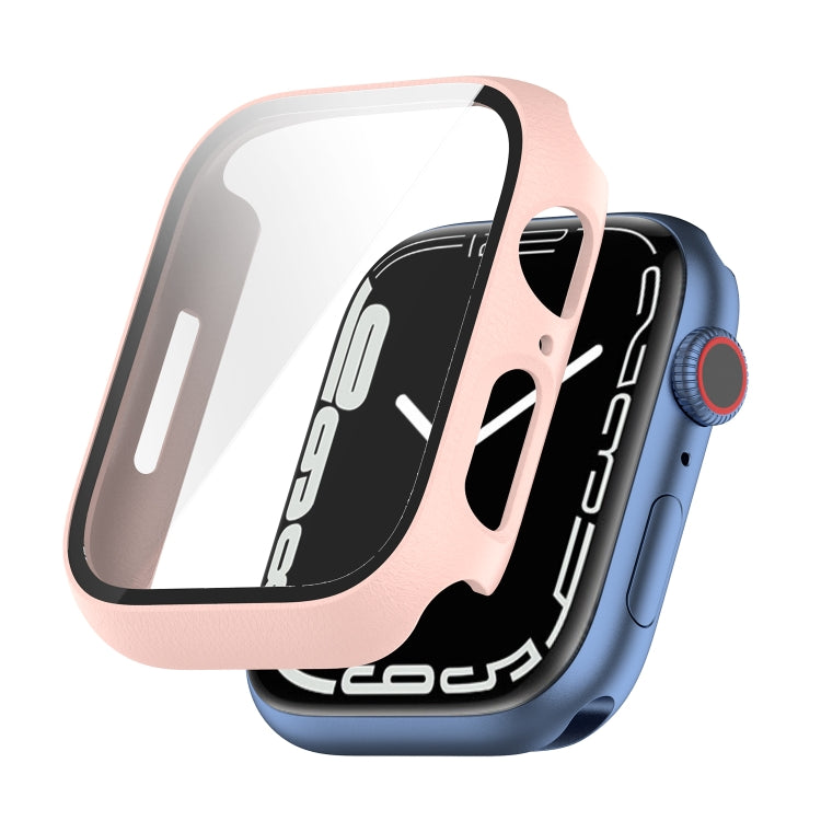 Shockproof PC Protective Case with Tempered Glass Film For Apple Watch Series 9 / 8 / 7 45mm(pink) by buy2fix
