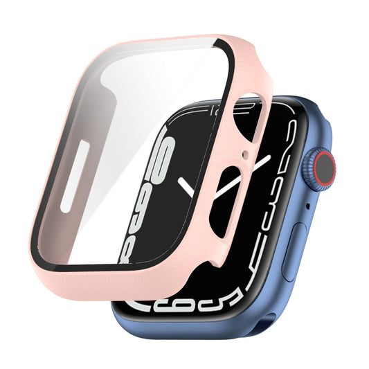 Shockproof PC Protective Case with Tempered Glass Film For Apple Watch Series 9 / 8 / 7 45mm(pink) by buy2fix