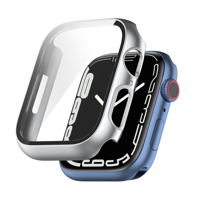 Shockproof PC Protective Case with Tempered Glass Film For Apple Watch Series 9 / 8 / 7 45mm(Silver) by buy2fix